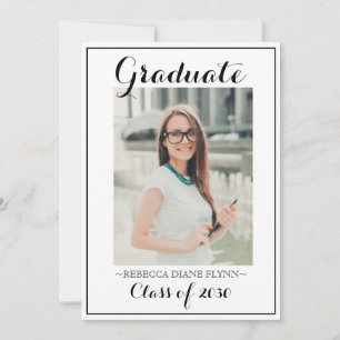 3 Photo Modern Black White Graduation Announcement