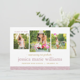 3 Photo Modern Graduation Announcement