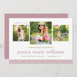 3 Photo Modern Graduation Announcement