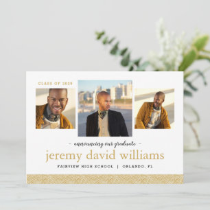 3 Photo Modern Graduation Announcement