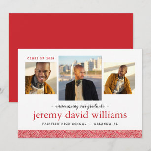 3 Photo Modern Graduation Announcement