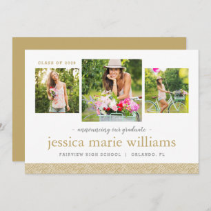 3 Photo Modern Graduation Announcement