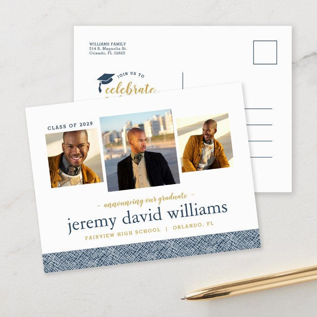 3 Photo Modern Graduation Party Invitation (Creator Uploaded)