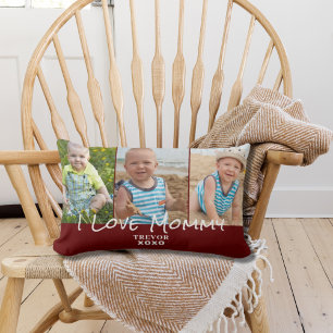 3 Photo Mommy Burgundy Lumbar Cushion