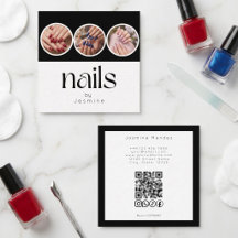 3 Photo Nails QR Code Socials Black And White