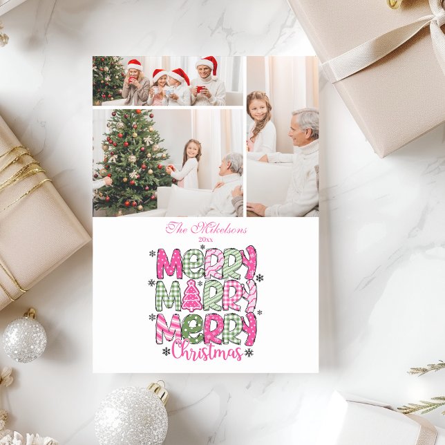 3 Photo Pink Green Merry Christmas Holiday (Creator Uploaded)