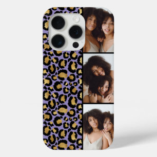 3 Photo Purple And Gold Leopard Print iPhone 15 Pro Case