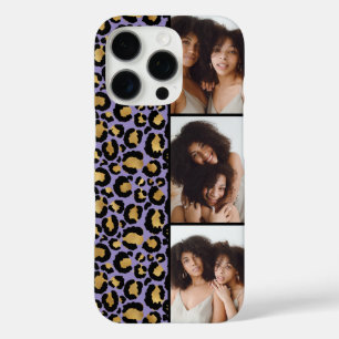 3 Photo Purple And Gold Leopard Print iPhone 16 Pro Case