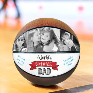 3 Photo Red Banner World’s Greatest Dad Bold Type Basketball