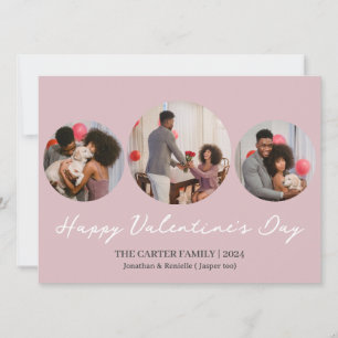 3 photo Round collage valentines day couple Holiday Card