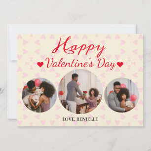 3 photo Round collage valentines day couple Holiday Card