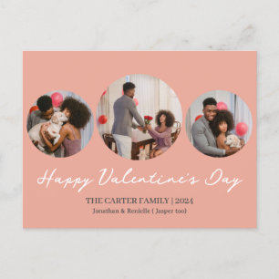 3 photo Round collage valentine's day Family  Holiday Postcard