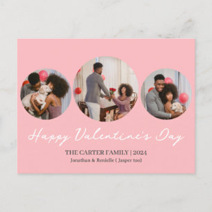 3 photo Round collage valentine's day Family  Holiday Postcard