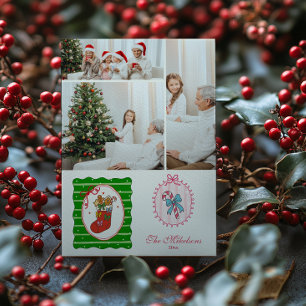 3 Photo RRetro Whimsical Christmas Holiday Card