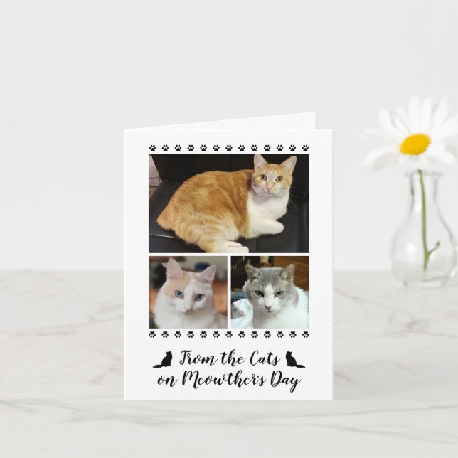 3 Photo Script From Cat Dog Pet Kids Mother's Day Card (Small Plant)