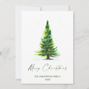 3 PHOTO Simple Minimalist Christmas Tree Greeting Holiday Card