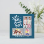 3 photo Sister Best Friend Birthday Turquoise<br><div class="desc">Wish your sister Happy Birthday in contemprary style with your 3 favourite photos of you both and modern white set script Sisters Best Friends Forever with heart motif on a turquoise background. Easily swap in your photos with the template samples and personalise your greeting at the bottom and on the...</div>
