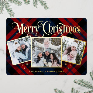 3 PHOTO Sparkle Merry Christmas Gold