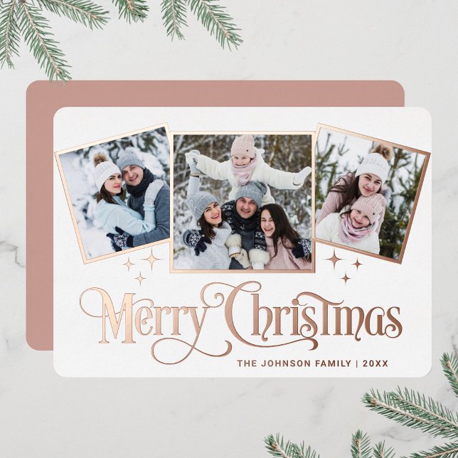 3 PHOTO Sparkle Merry Christmas Greeting Gold (Creator Uploaded)