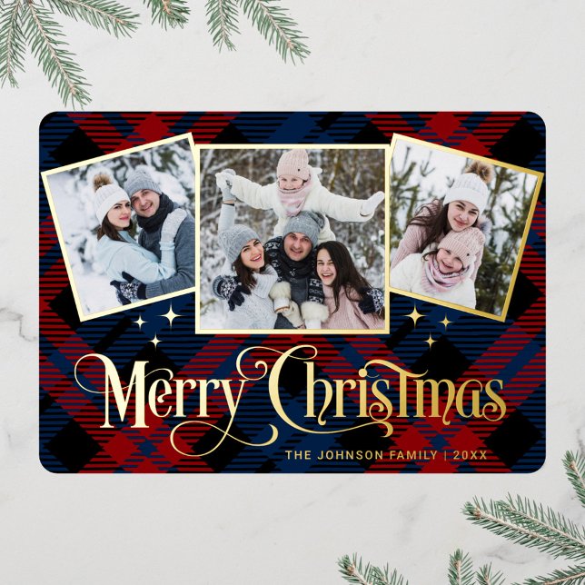 3 PHOTO Sparkle Merry Christmas Greeting Gold (Creator Uploaded)