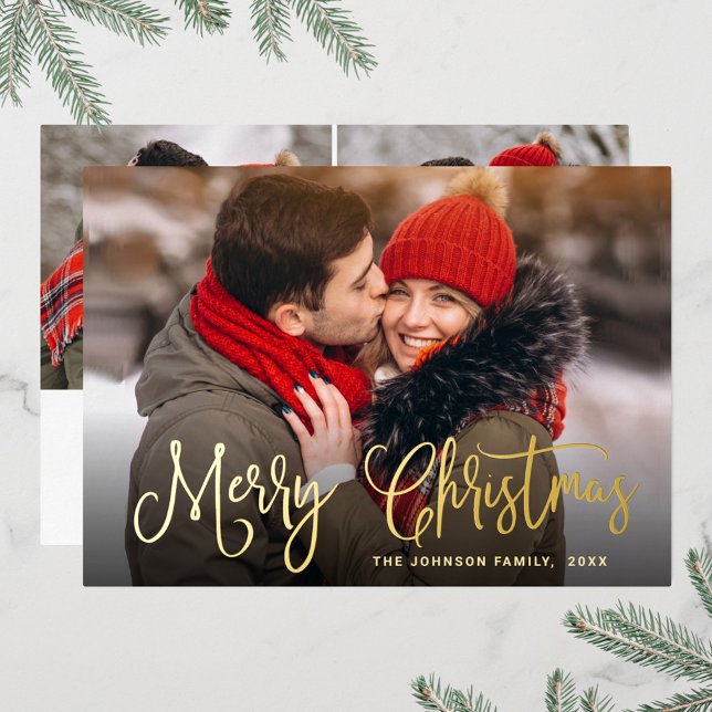 3 PHOTO Sparkle Modern Christmas Greeting Gold (Creator Uploaded)