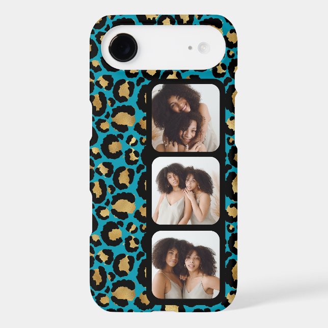 3 Photo Teal And Gold Leopard Print (Back)