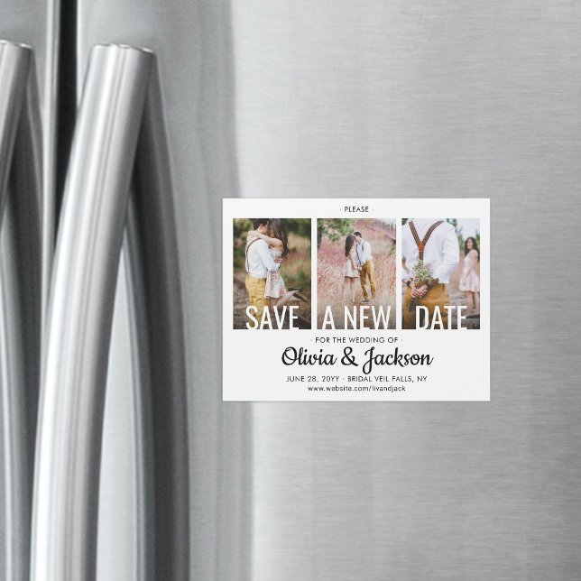 3 Photo Wedding Postpone | Change | Save the Date Magnetic Invitation (Creator Uploaded)