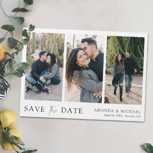 3 Photo Wedding Save the Date Magnet