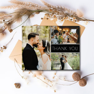 3 Photo Wedding Thank You Postcard