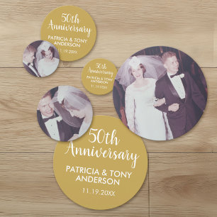 3 Photos 50th Gold Wedding Anniversary Party Confetti