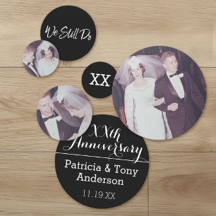 3 Photos Black White Wedding Anniversary Party Confetti