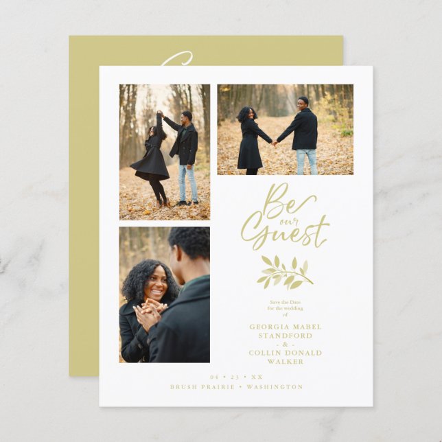 3 Photos Budget Gold Effect Fancy Branches Wedding (Front/Back)