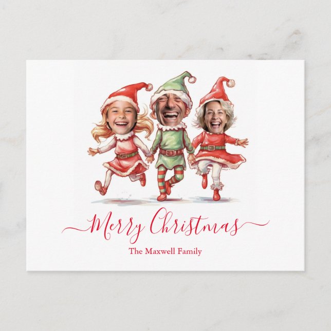 3 photos Christmas elves  Holiday Postcard (Front)