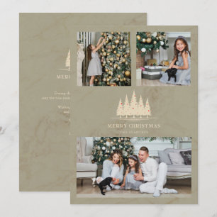 3 Photos Collage Chic Elegant Christmas Tree Holiday Card