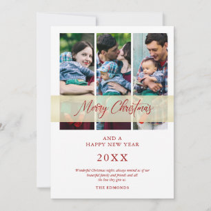 3 Photos Collage Christmas Handwritten Script Card
