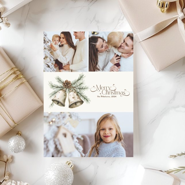 3 Photos Cosy Festive Rustic Christmas Holiday Card (Creator Uploaded)