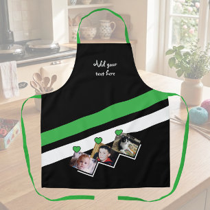 3 photos custom text black green apron