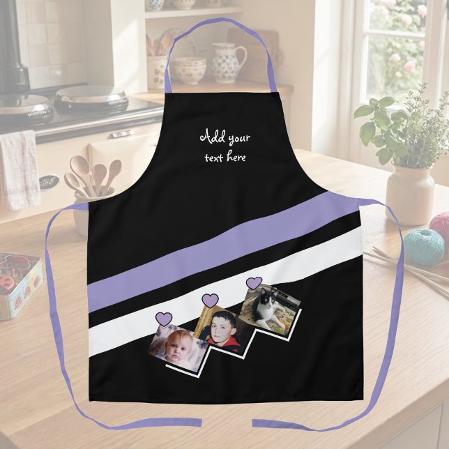 3 photos custom text black purple apron (Creator Uploaded)