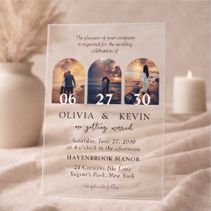 3 Photos Elegant Classic Wedding Acrylic Invitations