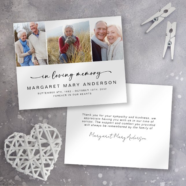 3 Photos Funeral Sympathy Thank You Card (Creator Uploaded)