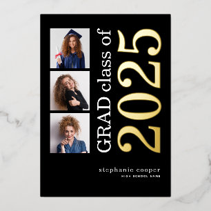 3 Photos Grad 2025 Real Gold Foil Announcement
