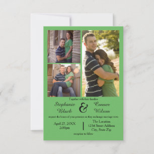 3 Photos Green - 3x5 Wedding Invitation