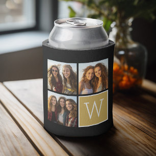 3 Photos - Instagram Photo Collage Custom Monogram Can Cooler