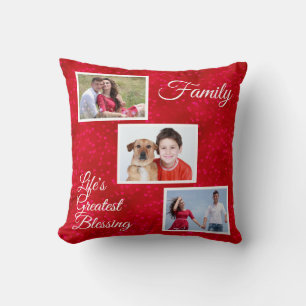 3 Photos-Life's Greatest Blessing-Family Hearts Cushion