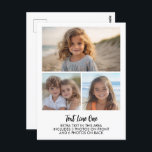 3 Photos - Minimal Design - Black Text on White Postcard<br><div class="desc">A simple photo grid with a place for 3 pictures and 2 text blocks. This a modern and minimal design with black type on a white background. A fun way to capture memories and share them with friends and family.</div>