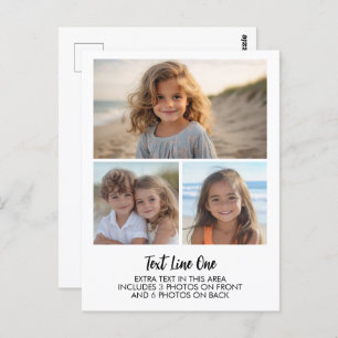 3 Photos - Minimal Design - Black Text on White Postcard