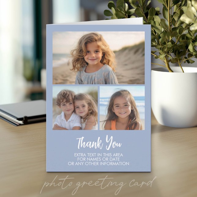 3 Photos - Minimal Design - Thank You Card (Photo Greeting Card)