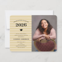 3 Photos Modern Gold Stripes Graduation Party