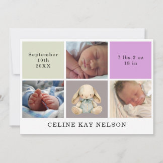 3 Photos Rabbit Baby Girl Birth Stats Announcement