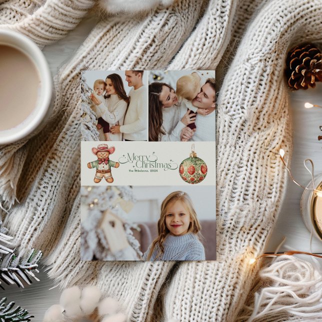 3 Photos Rustic Western Christmas  Holiday Card (Creator Uploaded)